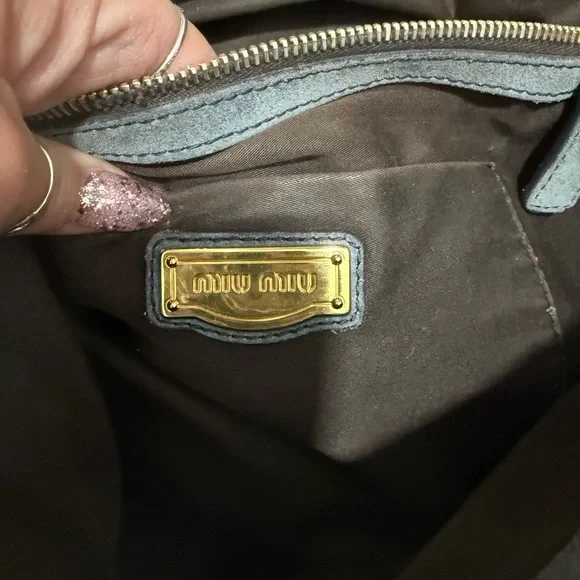 Miu Miu Gray Suede Leather Women’s Crossbody Satchel 2 Way Bag Fridge Vitello - Picture 6 of 17